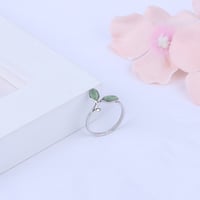 Spring in the Air Green Leaf 925 Sterling Silver Open Ring