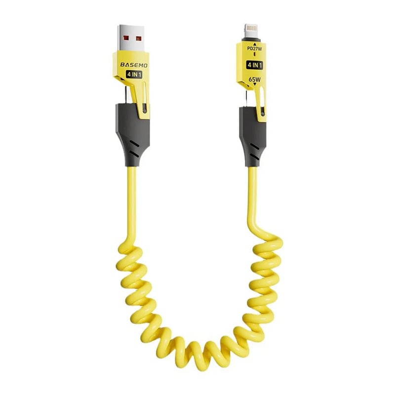 Federziehbares 4-in-1 65W Schnelllade-Datenkabel