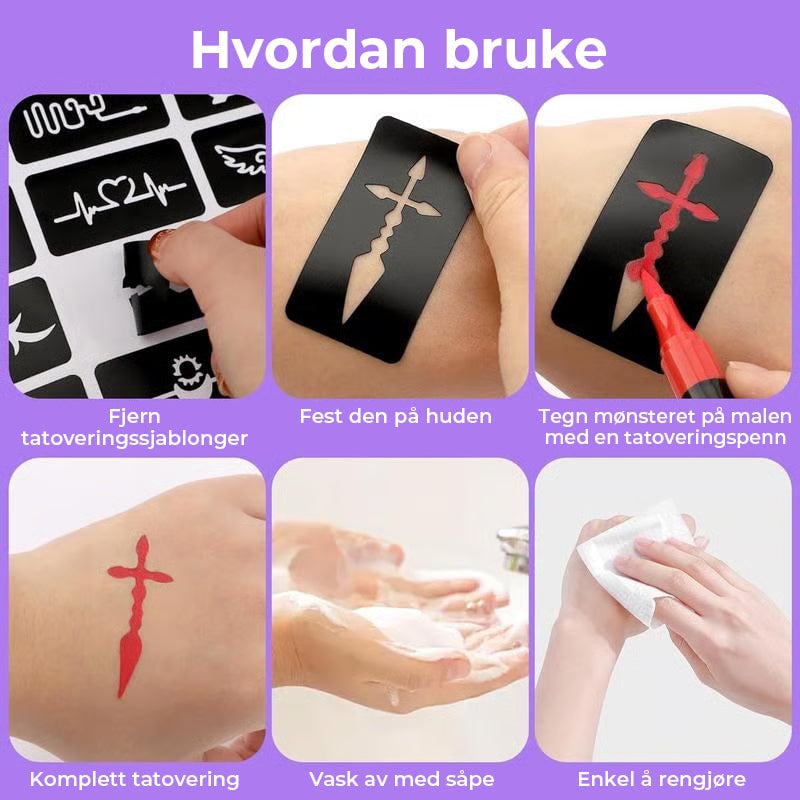 Midlertidige Tattoo Markers Sett