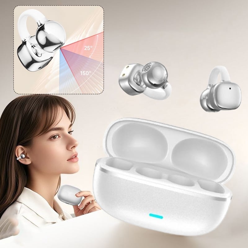 Bluetooth Headphones with Pearl Bow and Ear Clip