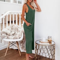 Ensfarget knapp Jumpsuit Backpacking Bukser med lommer