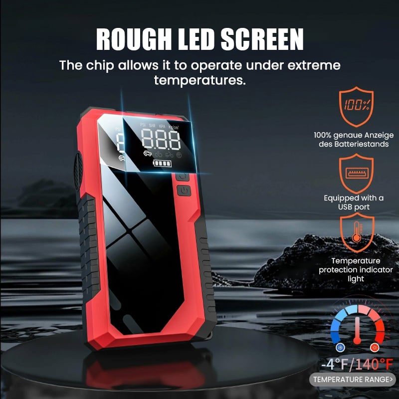 3-in-1 Emergency Jump Starter & Compressor System