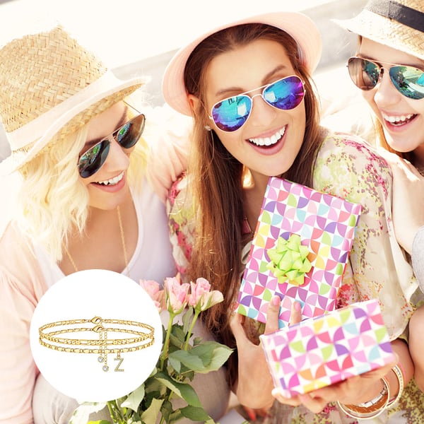 Lettering Layered Ankle Bracelet