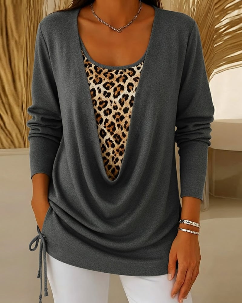 Top Met Luipaardprint En Vetersluiting