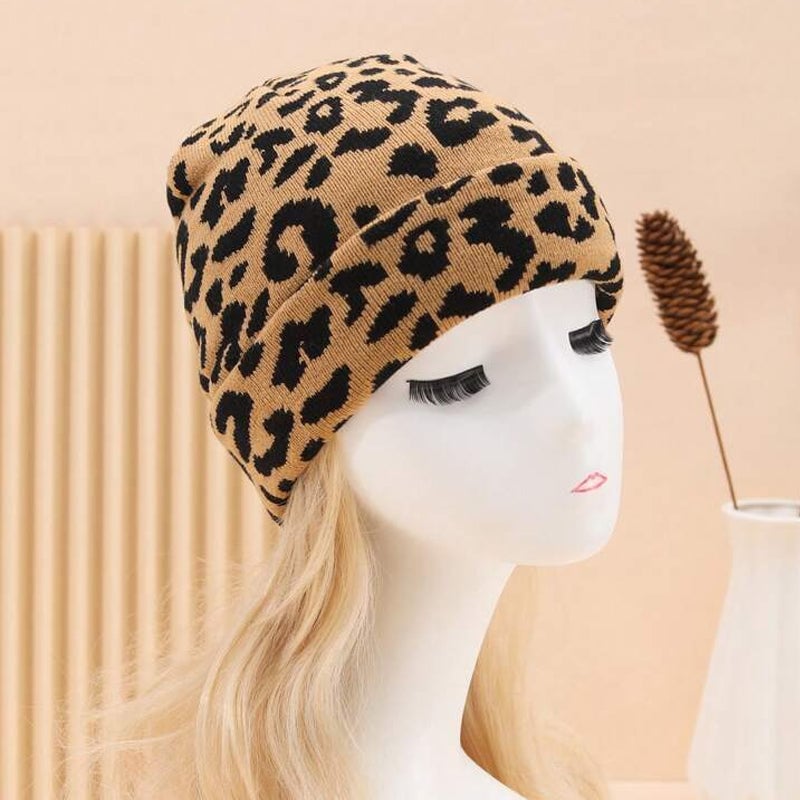 Warm Animal Print Knit Hat
