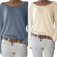 Femmes Manches Longues Pull en Tricot Casual Lâche