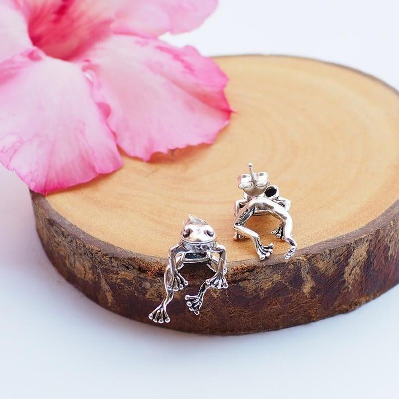 Boucles d'Oreilles Grenouille Vintage, Bijoux d'Amant de Grenouille