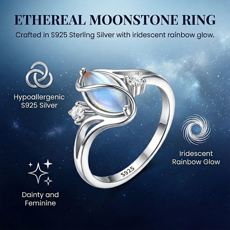 Ovaler Mondstein-Geometrie-Ring