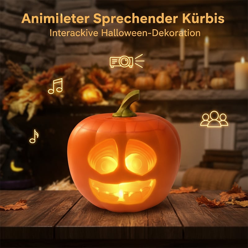 😊Animierte, sprechende Halloween-Kürbis-Projektorlampe