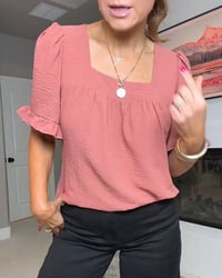 Square Neck Ruffle Sleeve Blouse