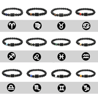 Armband mit Perlen aus schwarzem Achat mit zwölf Sternbildern