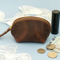 Kleine Münztasche aus Leder mit Reißverschluss