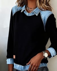 Blouse modieuze revers lange mouwen