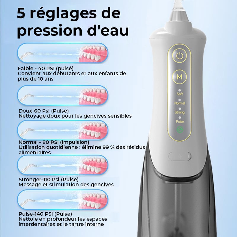 Hydropulseur portable rechargeable et irrigateur buccal