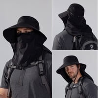 Men's Wide Brim Sun Hat with Removable Face Mask