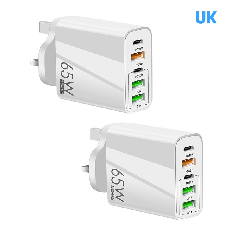 Multi Port Adaptor 65W Fast Charger - UK Standard