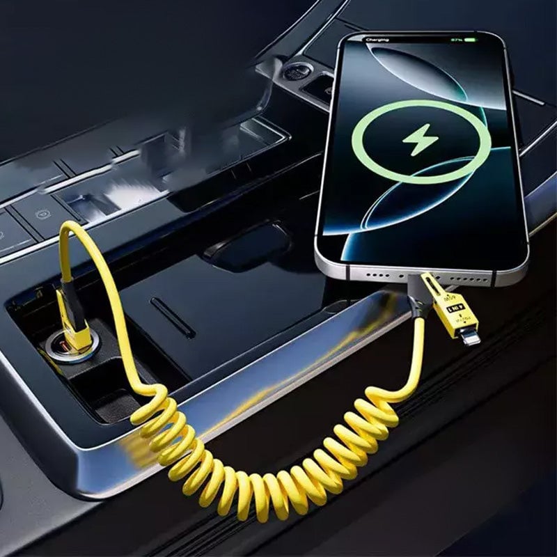 Federziehbares 4-in-1 65W Schnelllade-Datenkabel