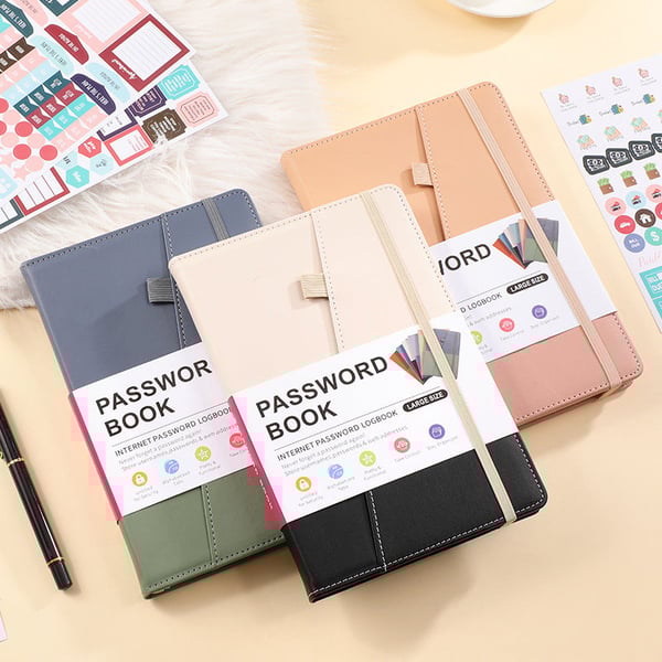 A5 Color-Block Password Notebook