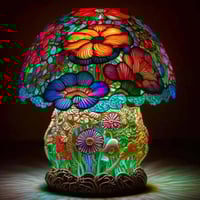 🍄Lampe de table en verre teinté série de plantes🍄
