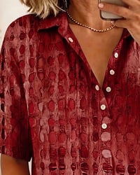 Polka Dot Print Button Half-Placket Blouse
