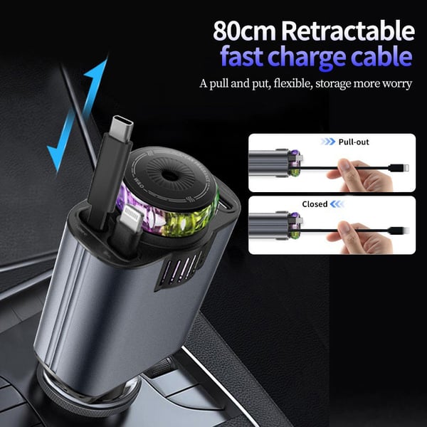 Retractable Car Charger with Starlight