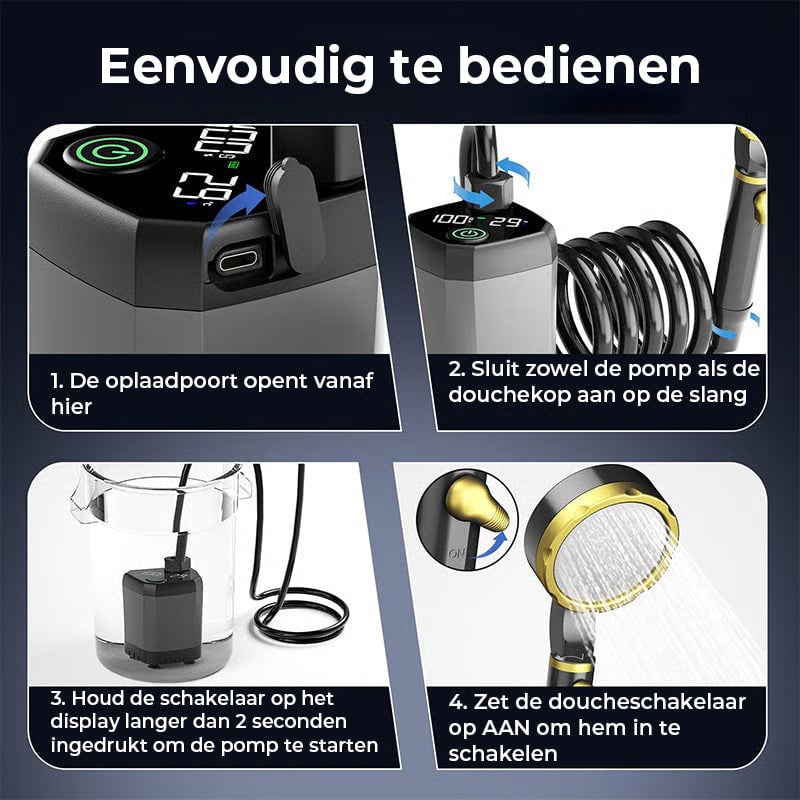 Draagbare Oplaadbare Buiten Camping Douchepomp