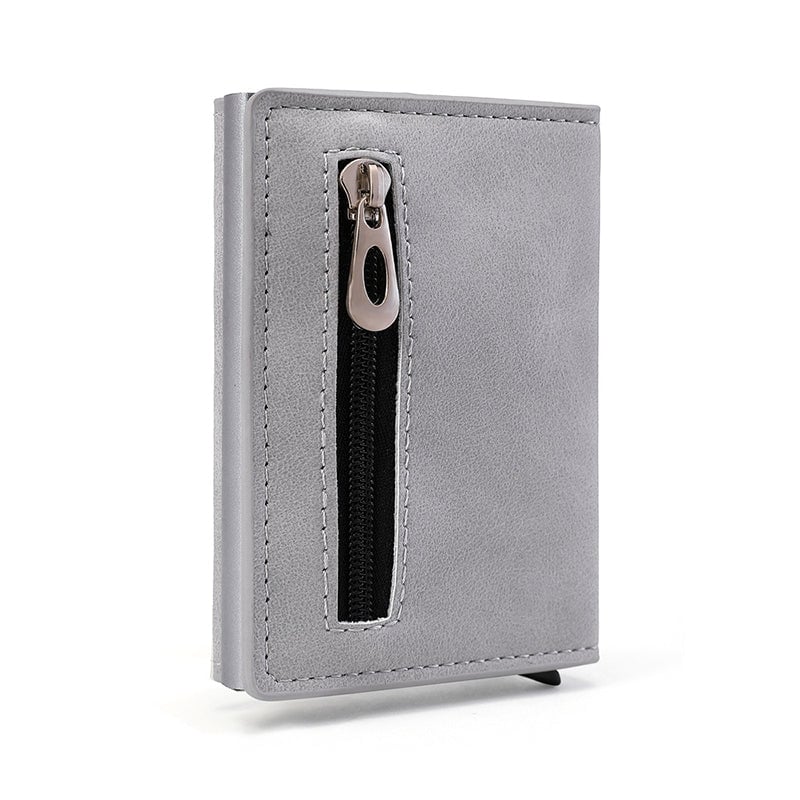 Anti-magnetic RFID card holder with zipper for men