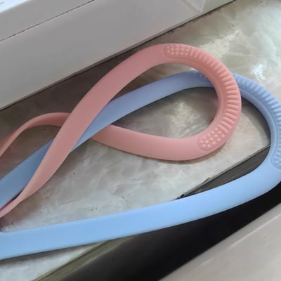 Customer photo of pink, blue and black Figure 8 resistance bands