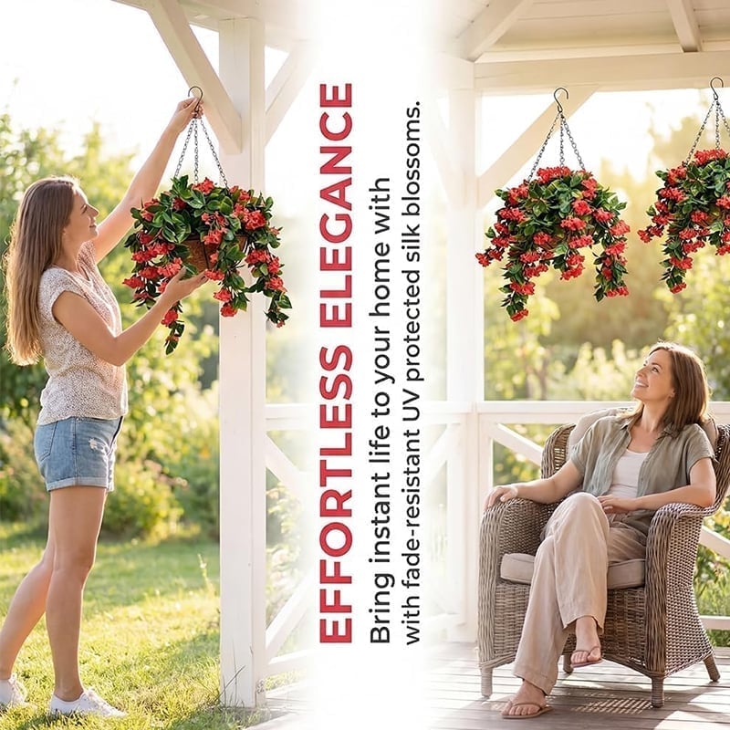 Faux Crepe Myrtle Hanging Baskets