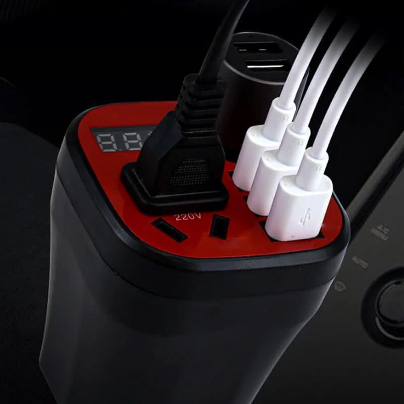 【sale】Car Mounted Cup Type Inverter Converter QC Charger