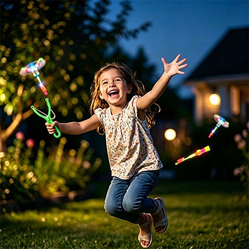 Bright LED glowing flying arrow