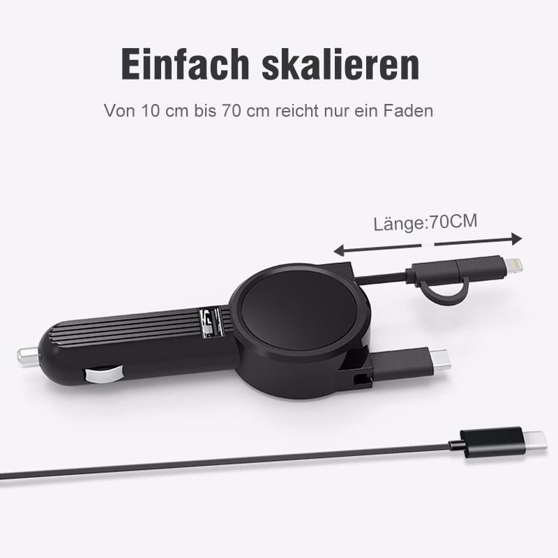 Autoladegerät und Zigarettenanzünder mit doppelt einziehbarem Kabel