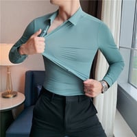Men's Solid Color Business Stretch Shirt