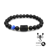 Armband mit Perlen aus schwarzem Achat mit zwölf Sternbildern