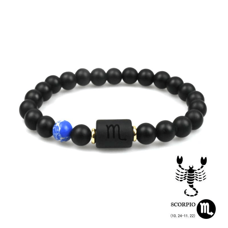 Armband mit Perlen aus schwarzem Achat mit zwölf Sternbildern
