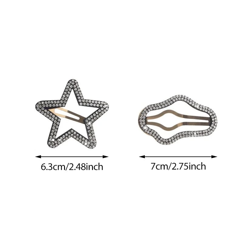 Rhinestone Bling Snap Hair Clip Barrettes (4 Stk)