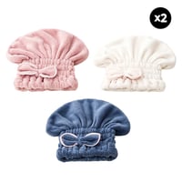 Super Absorbent Hair Towel Wrap(Pink + Blue + Off white) 3PCS