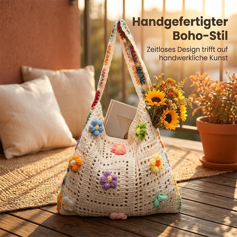 Lässige hohle Strick-Tragetasche – Gewebte Schultertasche mit großer Kapazität