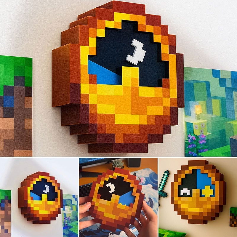 Minecraft Stil Klokke Borddekor