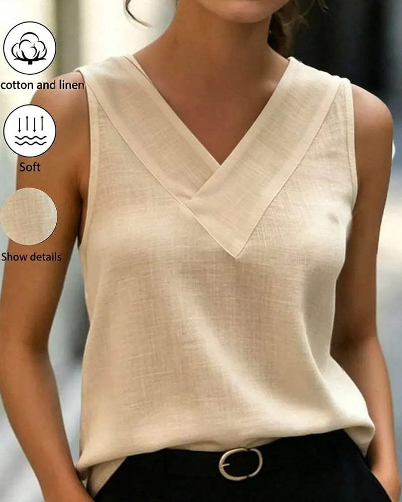Sleeveless V-Neck Cross Tank Top