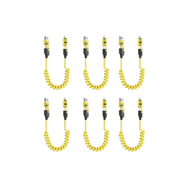 Spring retractable 4 in 1 65w fast charging data cable