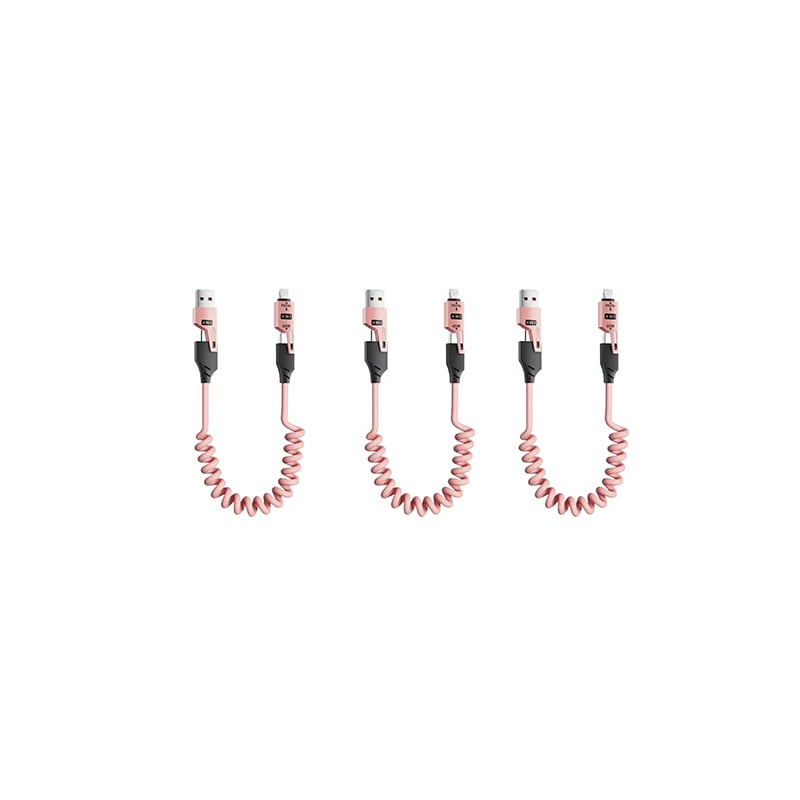 Spring retractable 4 in 1 65w fast charging data cable