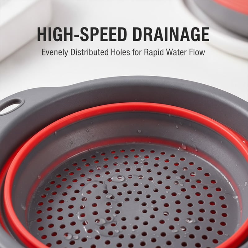 Foldable Drainer Basket with Water Channel Base