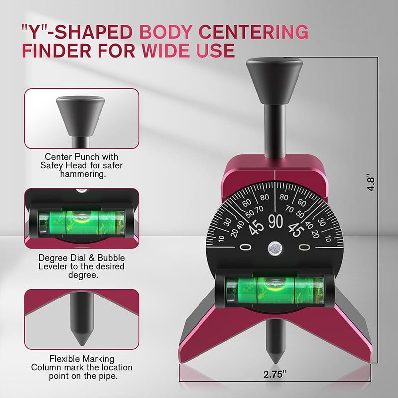 Sakerplus® Magnetic Pipe Center Finder Gauge Tool