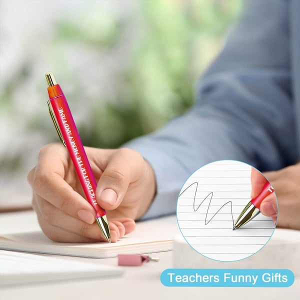 5 pcs Funny Teachers Ballpoint Pens Set (3*Black Ink+2*Red Ink)