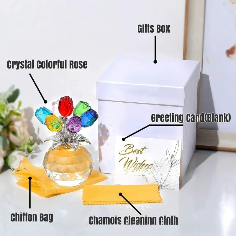 7-Color Crystal Rose Floral Keepsake