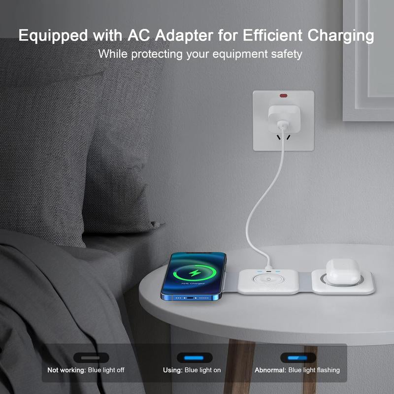 Foldable 3-in-1 Wireless Charger with Magnetic Attraction