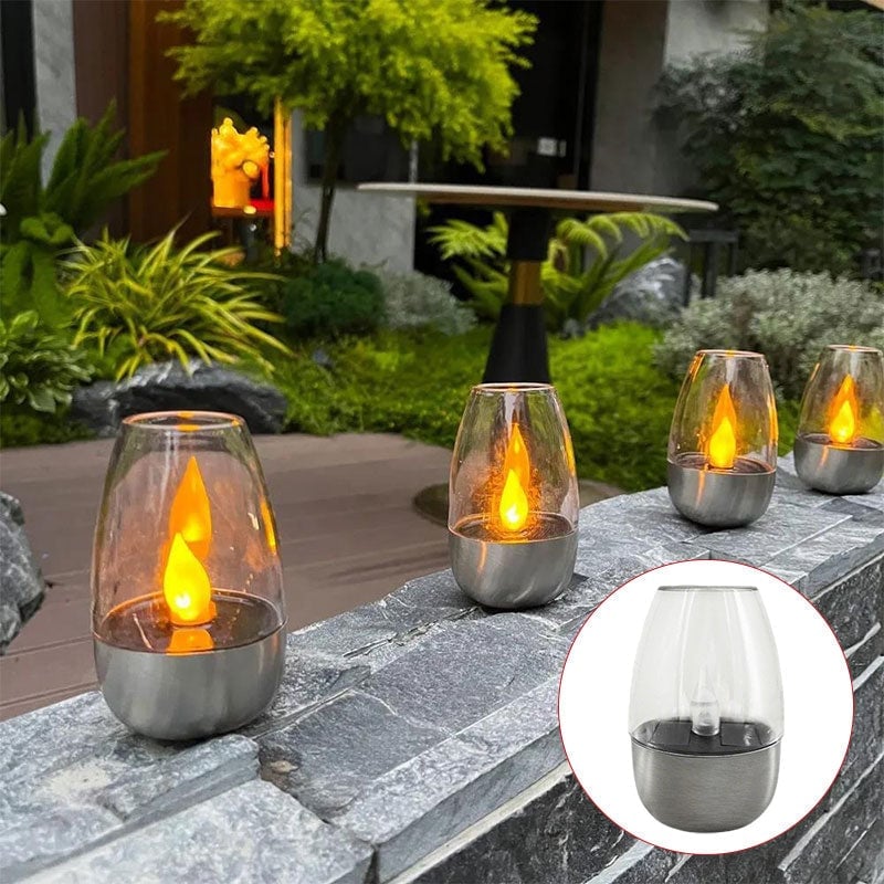 Solar LED Candle Goblet Light for Outdoor Waterproof Use