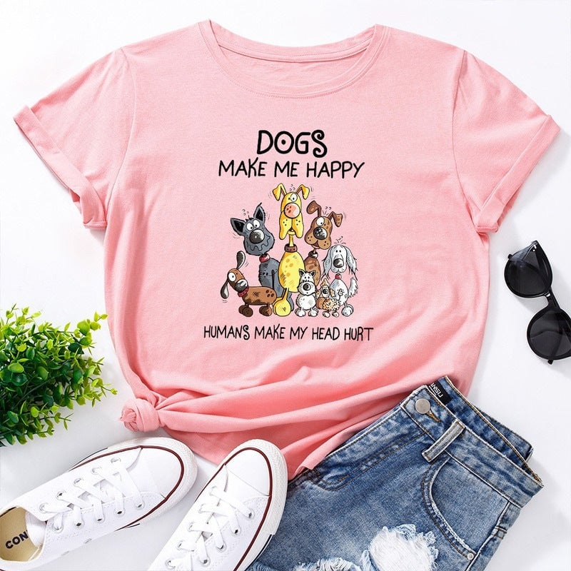 Dog Print Ladies Summer Short Sleeve