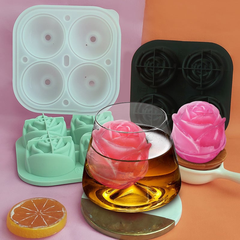 Rosen-Eiswürfelform mit 4 Fächern
